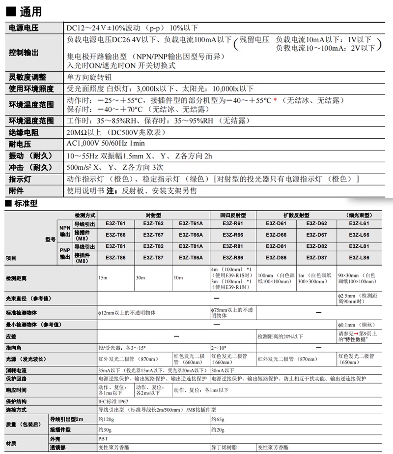 OMRON欧姆龙E3ZG-D61-S 光电传感器 全新原装正品 